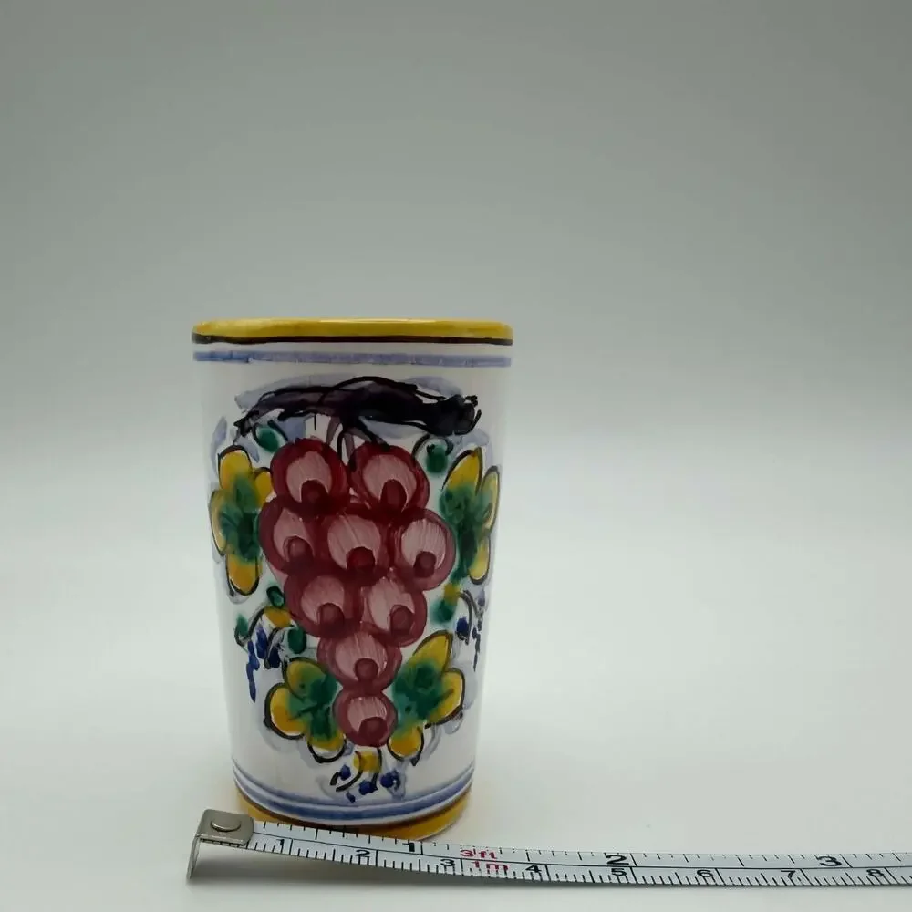 Vintage Ceramic Hand Painted Shot Glasses Liqueur Cups Set of 3 Fruit Motifs